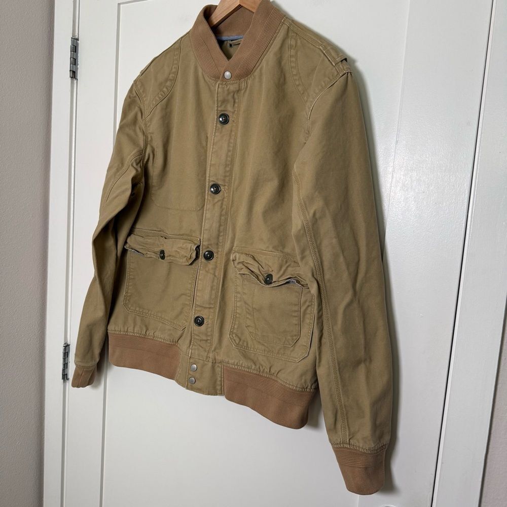 Levi's Bomber Jacket Mens Sz XL Tan Canvas Full Zip Button Mechanics 1155-1-8-73 - Picture 2 of 15